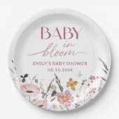 Boho Wildflower Baby shower Papieren Bordje (Voorkant)