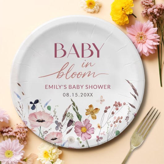 Boho Wildflower Baby shower Papieren Bordje
