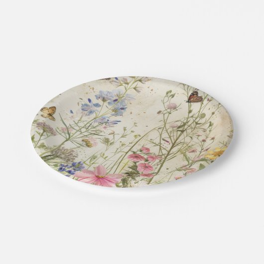 Boho  Wildflower Baby shower Papieren Bordje (Gekanteld)