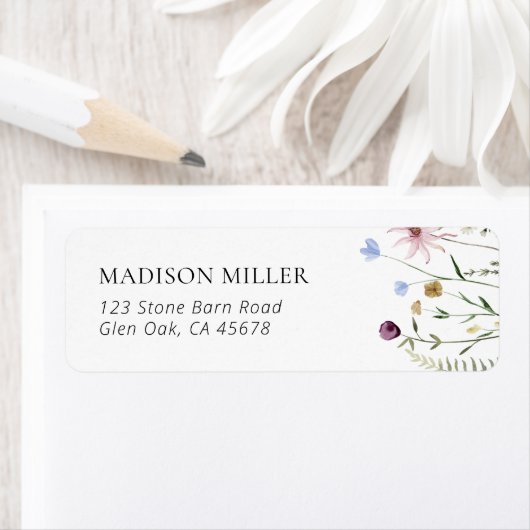 Boho Wildflower Baby shower retour adreslabel Etiket (Insitu)