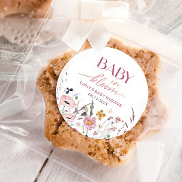 Boho Wildflower Baby shower Ronde Sticker