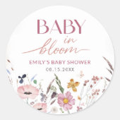Boho Wildflower Baby shower Ronde Sticker (Voorkant)