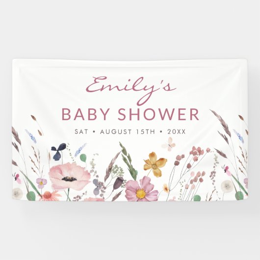 Boho Wildflower Baby shower Spandoek (Horizontaal)