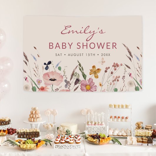 Boho Wildflower Baby shower Spandoek