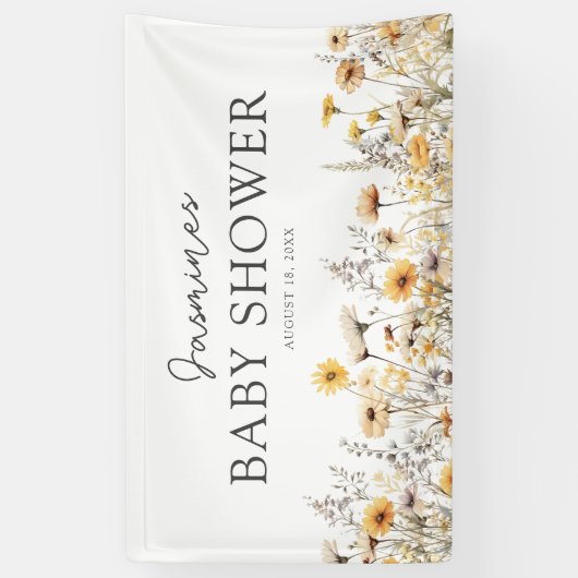 Boho Wildflower Baby Shower Spandoek (Verticaal)