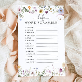 Boho Wildflower Baby shower Spel Word Scramble