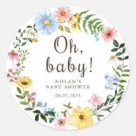 Boho Wildflower Baby shower Sticker Favor Label