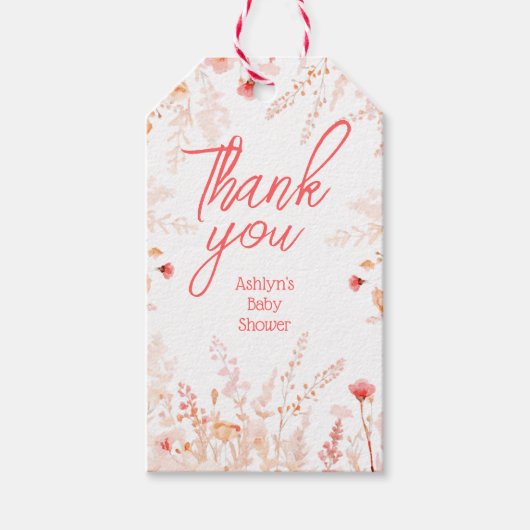 Boho Wildflower Baby Shower Thank You Favor Cadeaulabel (Voorkant)