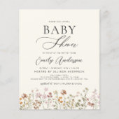 Boho Wildflower Baby shower Tuinuitnodiging (Voorkant)