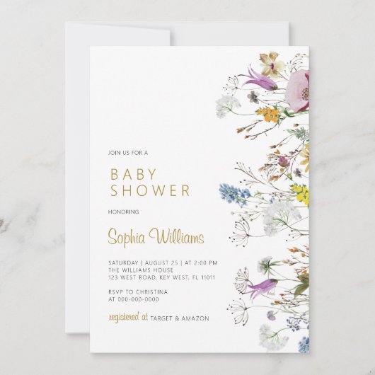 Boho Wildflower Baby shower Uitnodiging (Voorkant)