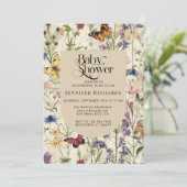 Boho  Wildflower Baby shower Uitnodiging (Staand voorkant)