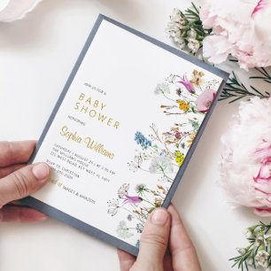 Boho Wildflower Baby shower Uitnodiging