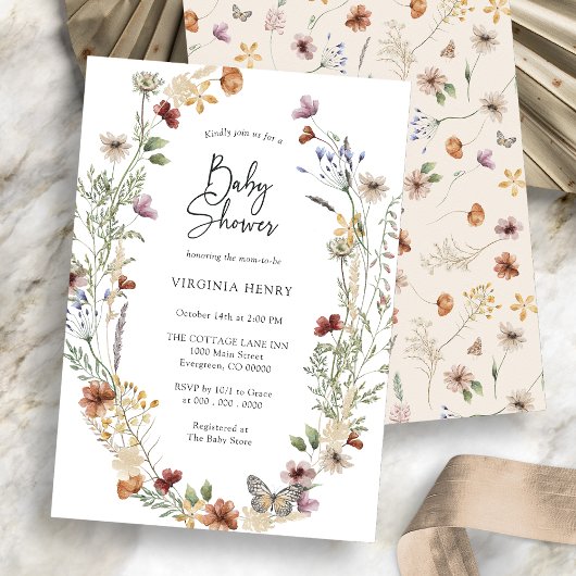 Boho Wildflower Baby Shower Uitnodiging