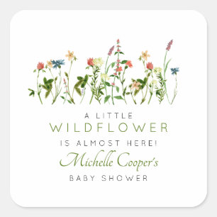 Boho Wildflower Baby shower Vierkante Sticker