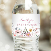 Boho Wildflower Baby shower Waterfles Etiket