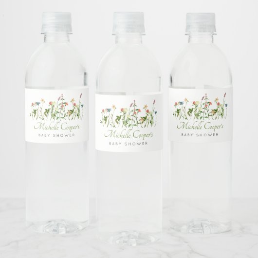 Boho Wildflower Baby shower Waterfles Etiket (Flessen)