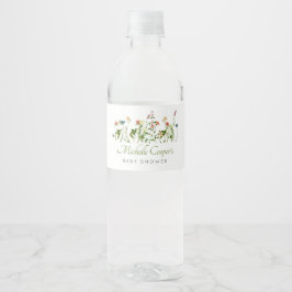 Boho Wildflower Baby shower Waterfles Etiket
