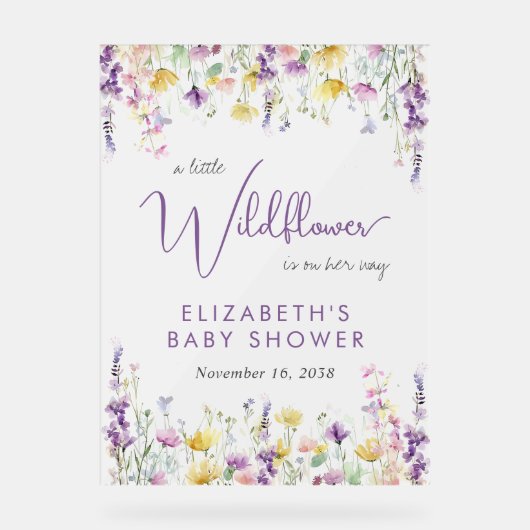 Boho Wildflower Baby shower Welkom Frosted Acryl Bord (Voorkant)