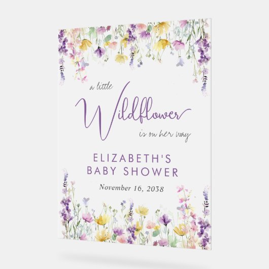 Boho Wildflower Baby shower Welkom Frosted Acryl Bord (Hoek)