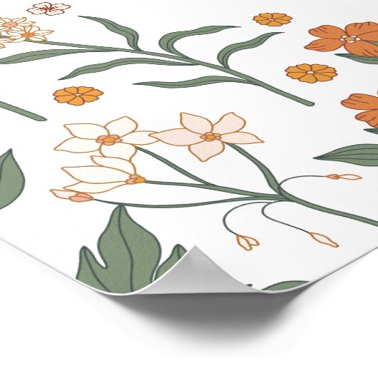 Boho Wildflower Baby shower Welkom Poster (Hoek)