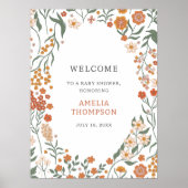 Boho Wildflower Baby shower Welkom Poster (Voorkant)