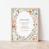 Boho Wildflower Baby shower Welkom Poster