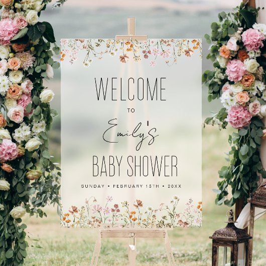 Boho Wildflower Baby shower Welkomstbord Acryl Bord
