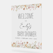 Boho Wildflower Baby shower Welkomstbord Acryl Bord (Hoek)