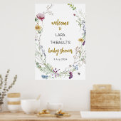 Boho Wildflower Baby shower Welkomstbord Poster (Keuken)