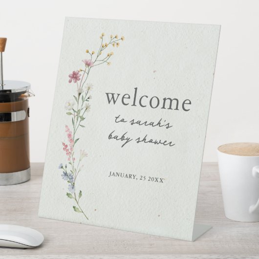 Boho Wildflower Baby shower Welkomstbord Reclamebord Met Voetstuk (Insitu)
