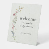 Boho Wildflower Baby shower Welkomstbord Reclamebord Met Voetstuk (Voorkant)