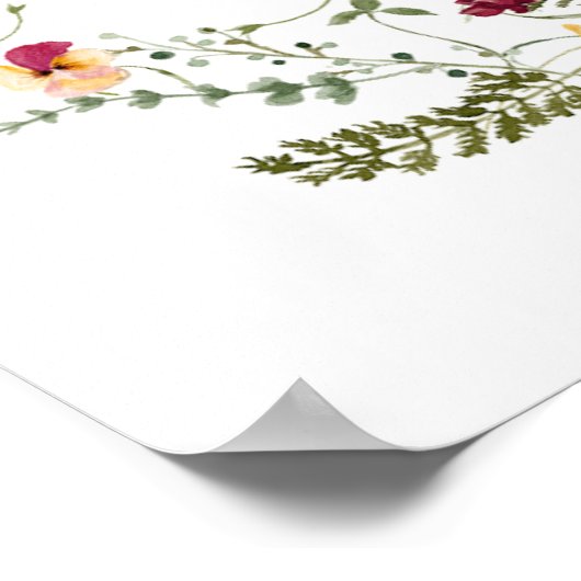 Boho Wildflower Baby shower Welkomstgebarentaal Po Poster (Hoek)