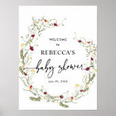 Boho Wildflower Baby shower Welkomstgebarentaal Po Poster (Voorkant)