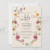 Boho Wildflower Babyshower Uitnodiging (Voorkant)