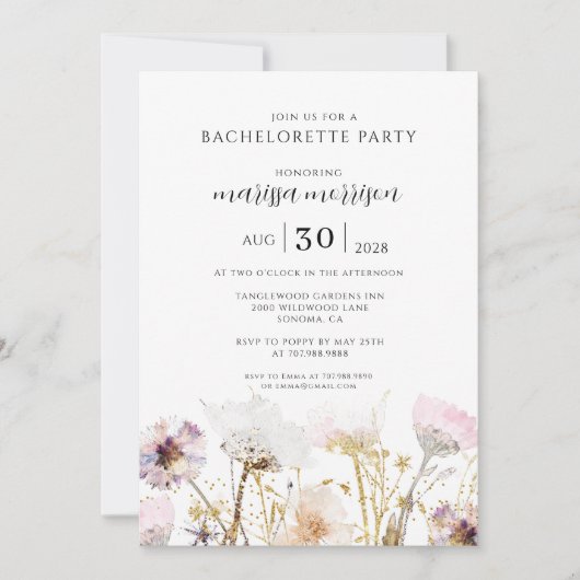 Boho Wildflower Bachelorette Party Kaart (Voorkant)