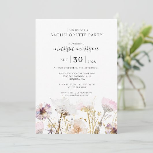 Boho Wildflower Bachelorette Party Kaart (Staand voorkant)