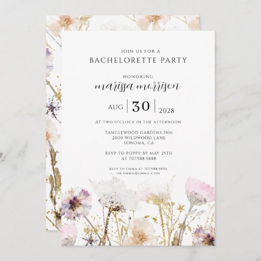 Boho Wildflower Bachelorette Party Kaart (Voorkant / Achterkant)