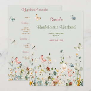 Boho Wildflower Bachelorette Reisplan Sjabloon Kaart