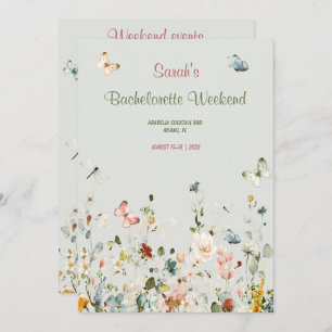Boho Wildflower Bachelorette reisschema Sjabloon Kaart