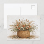 Boho Wildflower Basket Dried Botanical Watercolor  Briefkaart (Voorkant / Achterkant)