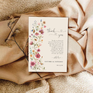 Boho Wildflower bedankje Bedankkaart