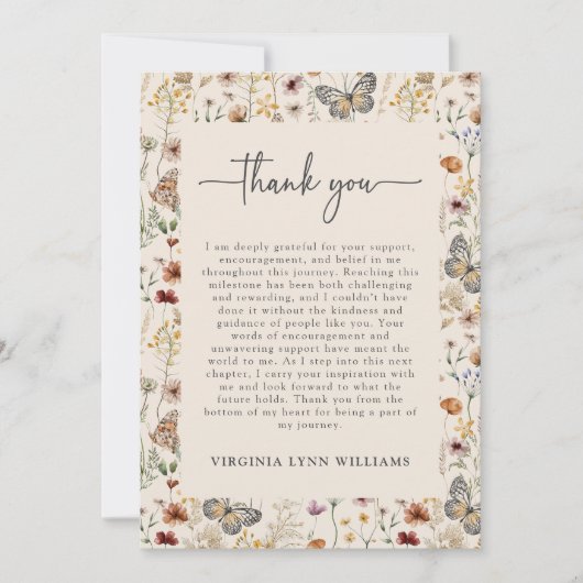 Boho Wildflower Bedankkaart (Voorkant)