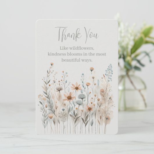 Boho Wildflower Bedankkaart (Staand voorkant)