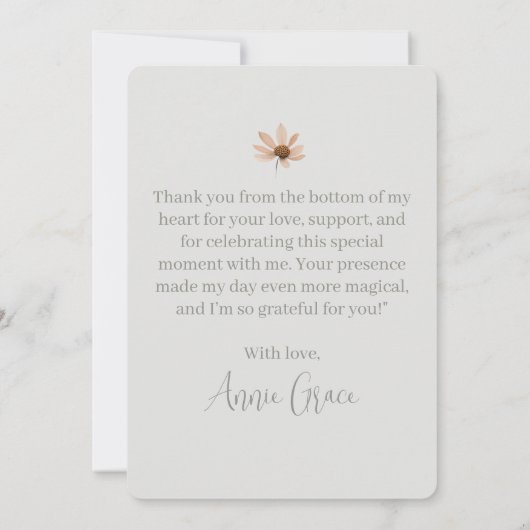 Boho Wildflower Bedankkaart (Achterkant)