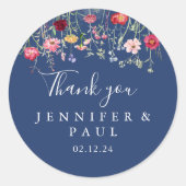 Boho Wildflower Bedankt voor de bruiloft Ronde Sticker (Voorkant)