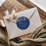 Boho Wildflower Bedankt voor de bruiloft Ronde Sticker<br><div class="desc">Deze boho wildflower bedankje bruiloft gunst klassieke ronde sticker is ideaal voor een rustieke bruiloft. Het ontwerp is voorzien van een veelkleurig assortiment van roze, blush, paarse, geel, wit, violet, rood, bordeauxrode wilde bloemen. Maak de labels van de sticker uw eigen door uw namen, het evenement (indien van toepassing) en...</div>