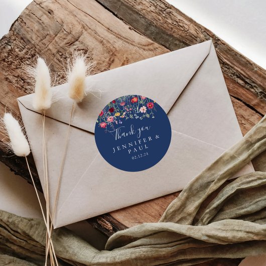Boho Wildflower Bedankt voor de bruiloft Ronde Sticker