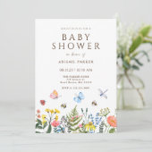Boho Wildflower Bee Baby shower Invitation Kaart (Staand voorkant)