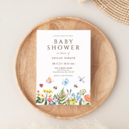 Boho Wildflower Bee Baby shower Invitation Kaart