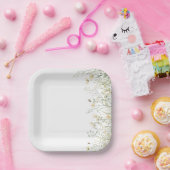 Boho Wildflower Bee Baby shower Papieren Bordje (Feest)